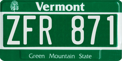 VT license plate ZFR871