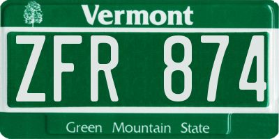 VT license plate ZFR874