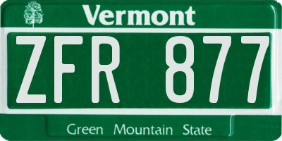VT license plate ZFR877