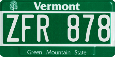 VT license plate ZFR878