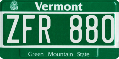 VT license plate ZFR880