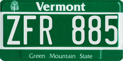 VT license plate ZFR885