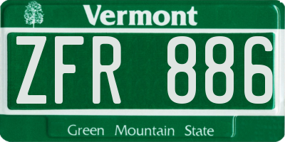 VT license plate ZFR886