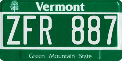 VT license plate ZFR887