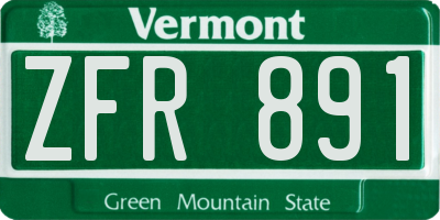 VT license plate ZFR891