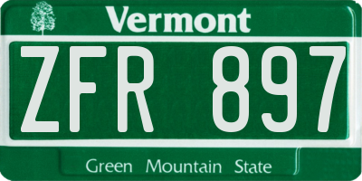 VT license plate ZFR897