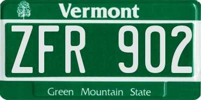 VT license plate ZFR902
