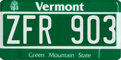 VT license plate ZFR903