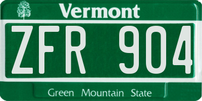 VT license plate ZFR904