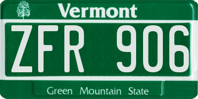 VT license plate ZFR906