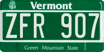 VT license plate ZFR907
