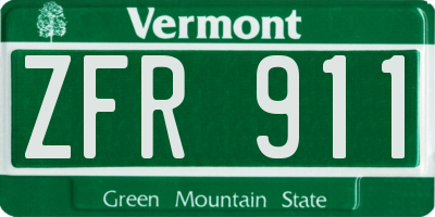 VT license plate ZFR911