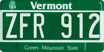 VT license plate ZFR912