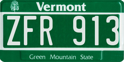 VT license plate ZFR913