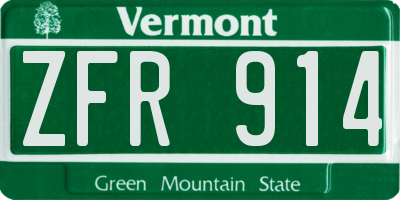VT license plate ZFR914