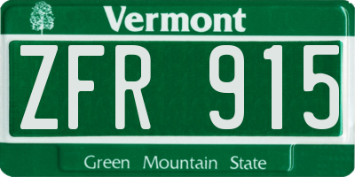 VT license plate ZFR915