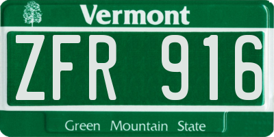 VT license plate ZFR916