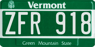 VT license plate ZFR918