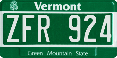 VT license plate ZFR924