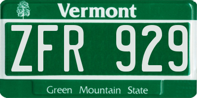 VT license plate ZFR929