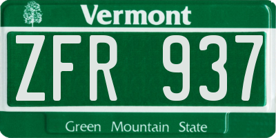 VT license plate ZFR937