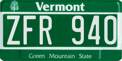 VT license plate ZFR940