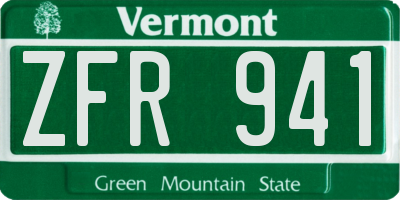VT license plate ZFR941