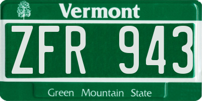 VT license plate ZFR943