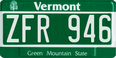 VT license plate ZFR946
