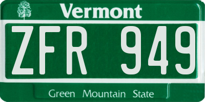 VT license plate ZFR949