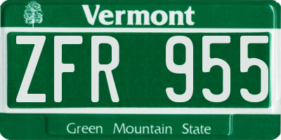 VT license plate ZFR955