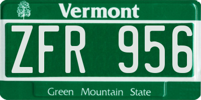 VT license plate ZFR956