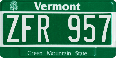 VT license plate ZFR957