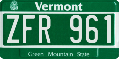 VT license plate ZFR961