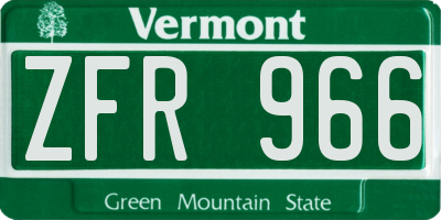 VT license plate ZFR966
