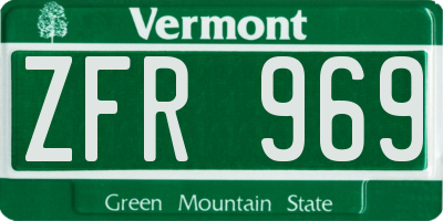 VT license plate ZFR969