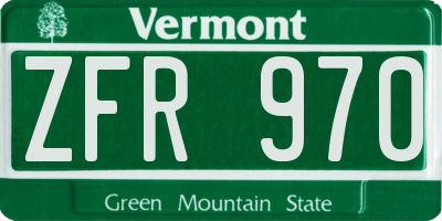 VT license plate ZFR970