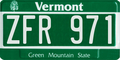 VT license plate ZFR971