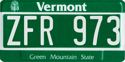 VT license plate ZFR973