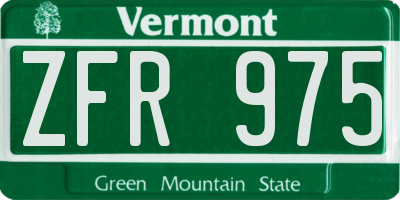 VT license plate ZFR975