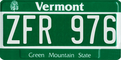 VT license plate ZFR976