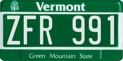 VT license plate ZFR991