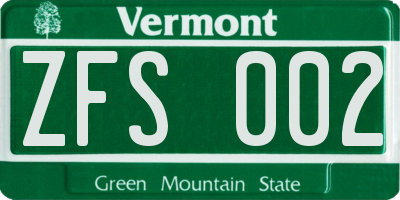 VT license plate ZFS002