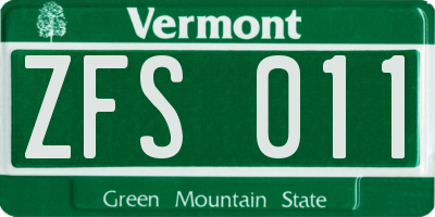 VT license plate ZFS011