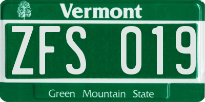 VT license plate ZFS019