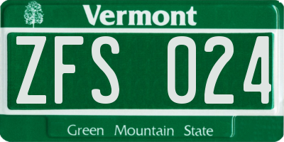 VT license plate ZFS024