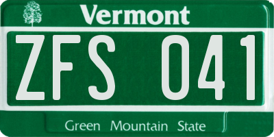 VT license plate ZFS041