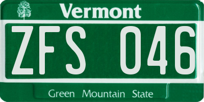 VT license plate ZFS046