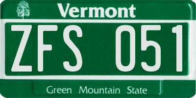 VT license plate ZFS051