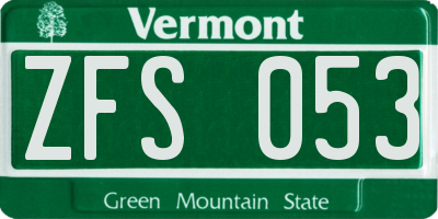 VT license plate ZFS053